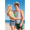 image:imageBABEYOND Mens Brim Boater Hat Gatsby Straw Panama Hat Fedora Summer Beach Sun Hat 20s Costume AccessoriesBlack