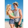 image:imageBABEYOND Mens Brim Boater Hat Gatsby Straw Panama Hat Fedora Summer Beach Sun Hat 20s Costume AccessoriesGrey Red