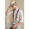 image:imageBABEYOND Mens Brim Boater Hat Gatsby Straw Panama Hat Fedora Summer Beach Sun Hat 20s Costume AccessoriesGrey Red