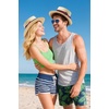 image:imageBABEYOND Mens Brim Boater Hat Gatsby Straw Panama Hat Fedora Summer Beach Sun Hat 20s Costume AccessoriesRed Blue