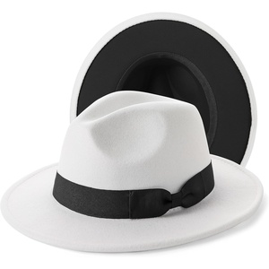 image:imageBABEYOND 1920s Fedora Hat for Men Gatsby Wide Brim Fedora Hat Felt Panama Cap with Band for Women MenBlWhitebl