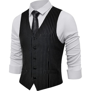image:imageBABEYOND Mens Suit Vest Slim Fit Waistcoat Business Dress Vests for Suit TuxedoBlack Stripe