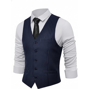 image:imageBABEYOND Mens Suit Vest Slim Fit Waistcoat Business Dress Vests for Suit TuxedoBluestripe