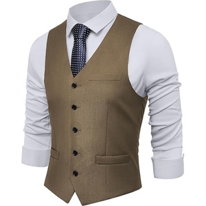image:imageBABEYOND Mens Suit Vest Slim Fit Waistcoat Business Dress Vests for Suit TuxedoKhaki