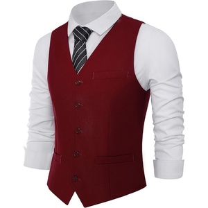 image:imageBABEYOND Mens Suit Vest Slim Fit Waistcoat Business Dress Vests for Suit TuxedoWinered