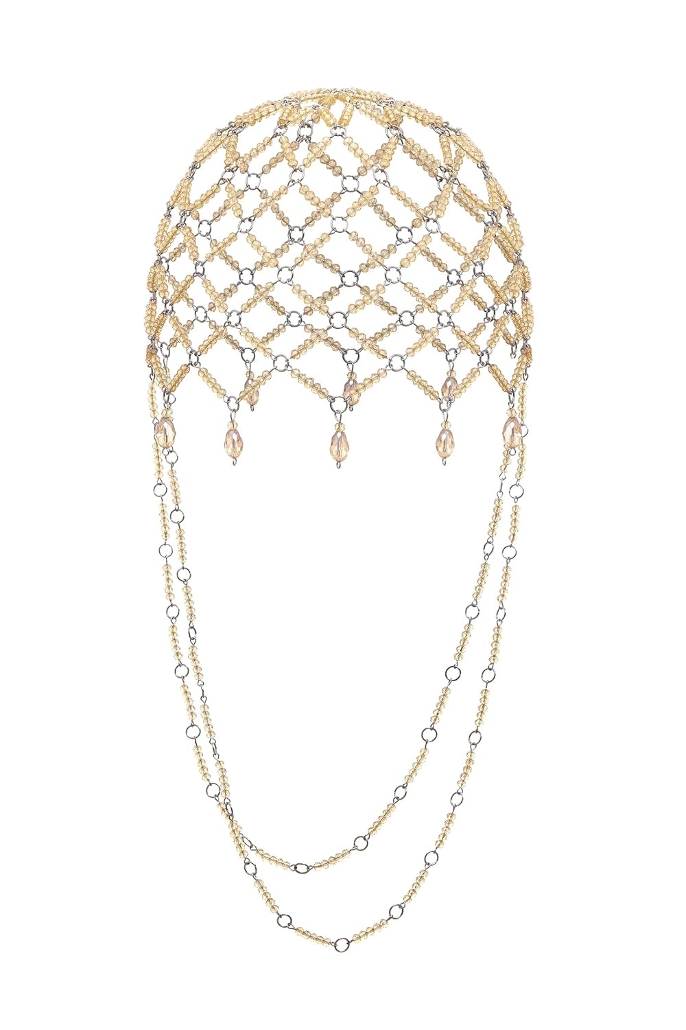 image:imageBABEYOND 1920s Vintage Crystal Beaded Headpiece Decorative Hair Jewelry with Tassels amp Crystals for CostumesGoldGold
