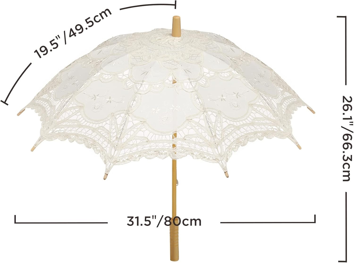 image:imageBABEYOND Lace Umbrella Parasol Vintage Wedding Bridal Umbrella for Decoration Photo Lady Costume 1920s Party ApricotOffWhite