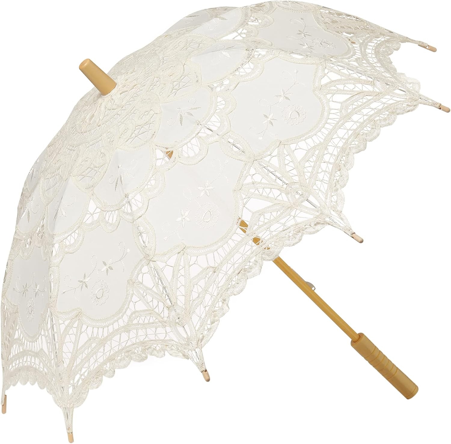 image:imageBABEYOND Lace Umbrella Parasol Vintage Wedding Bridal Umbrella for Decoration Photo Lady Costume 1920s Party ApricotOffWhite