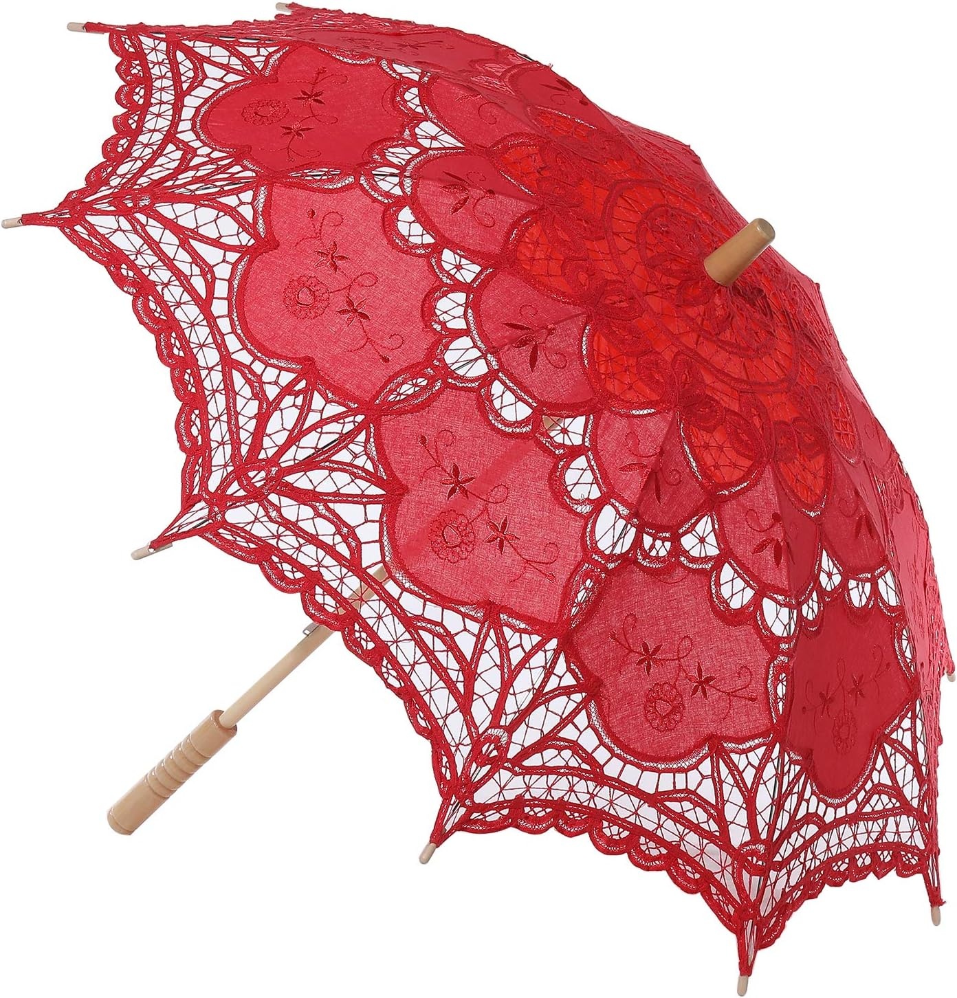 image:imageBABEYOND Lace Umbrella Parasol Vintage Wedding Bridal Umbrella for Decoration Photo Lady Costume 1920s Party ApricotRed