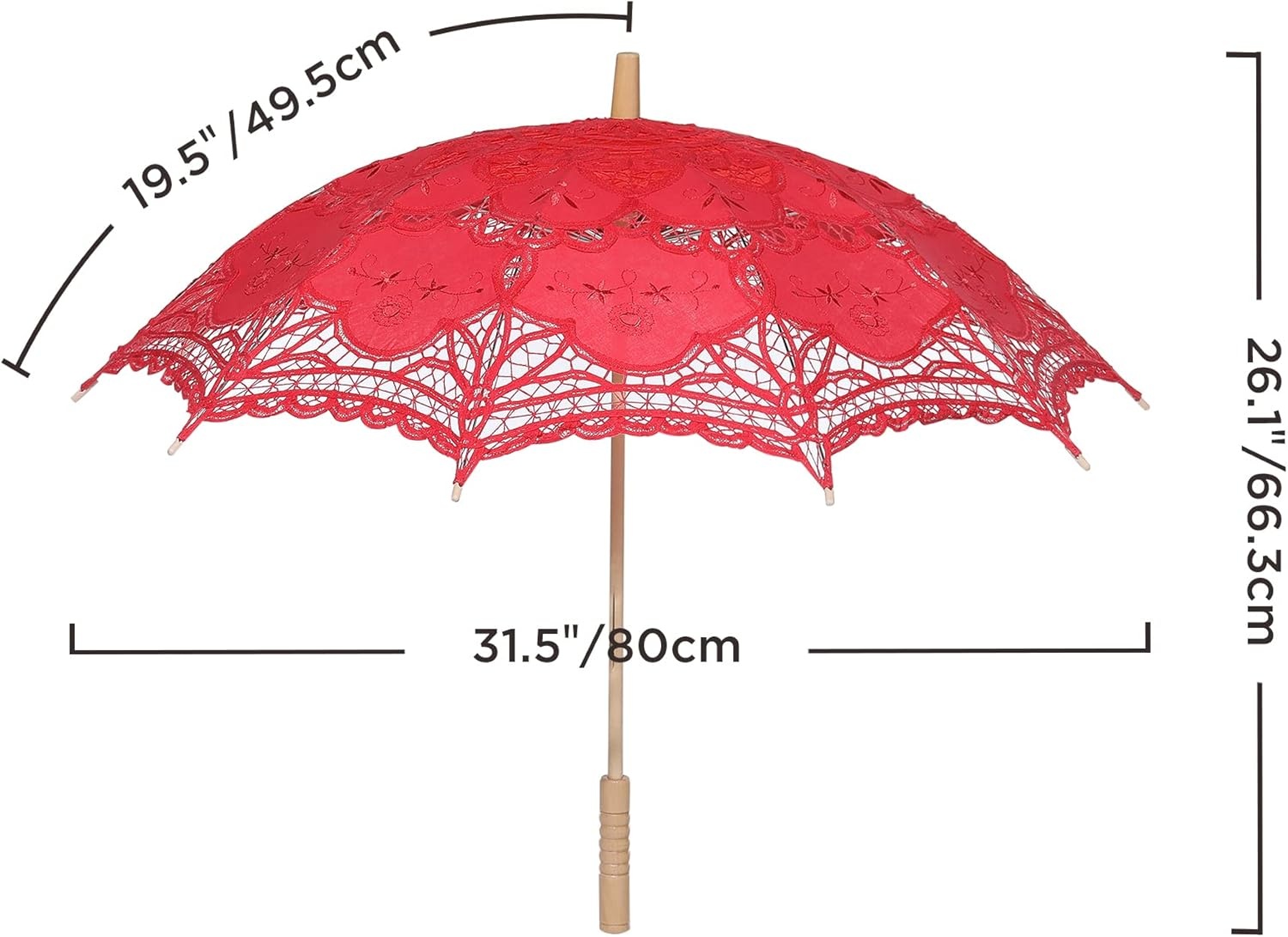 image:imageBABEYOND Lace Umbrella Parasol Vintage Wedding Bridal Umbrella for Decoration Photo Lady Costume 1920s Party ApricotRed