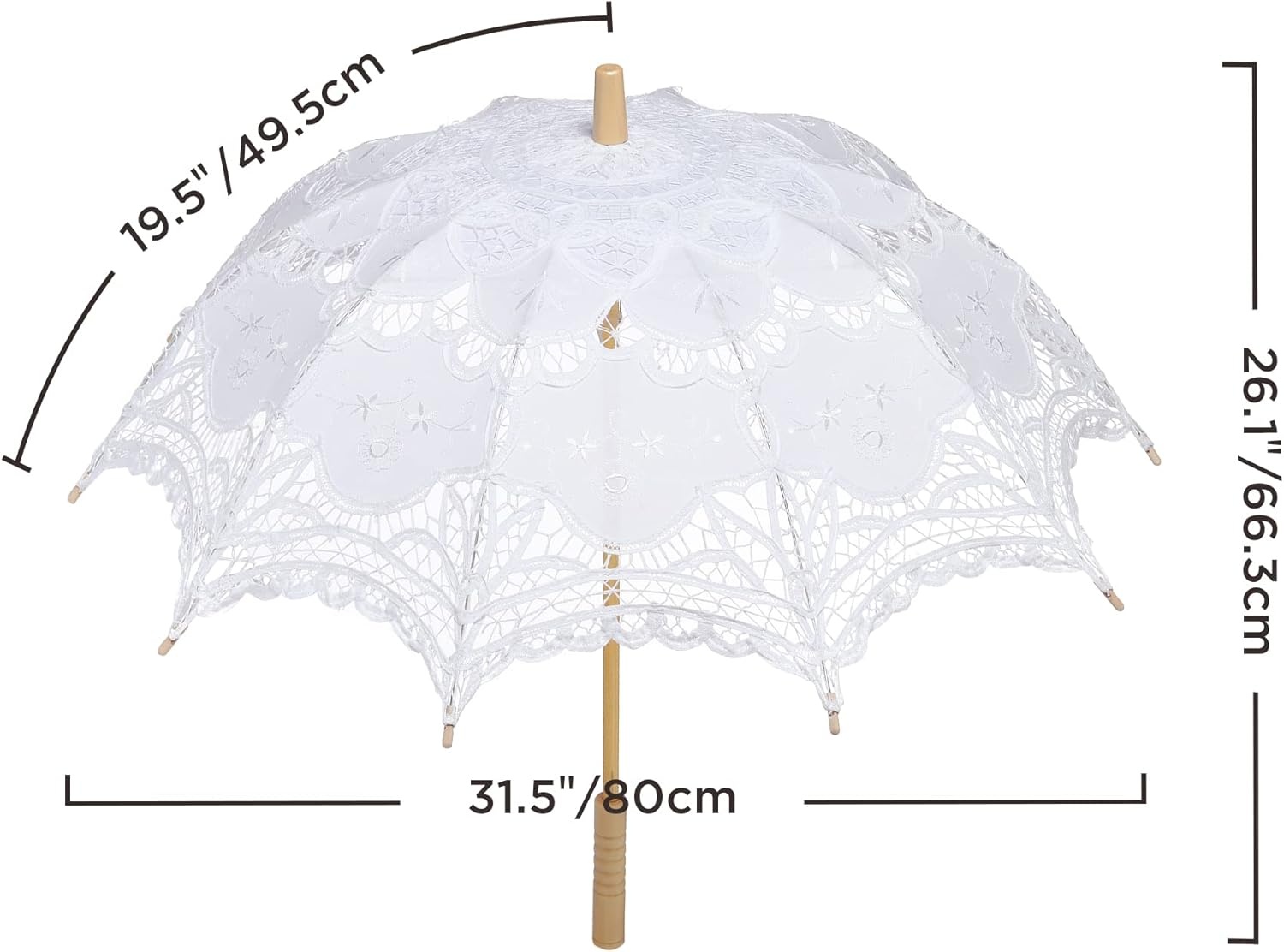 image:imageBABEYOND Lace Umbrella Parasol Vintage Wedding Bridal Umbrella for Decoration Photo Lady Costume 1920s Party ApricotWhite