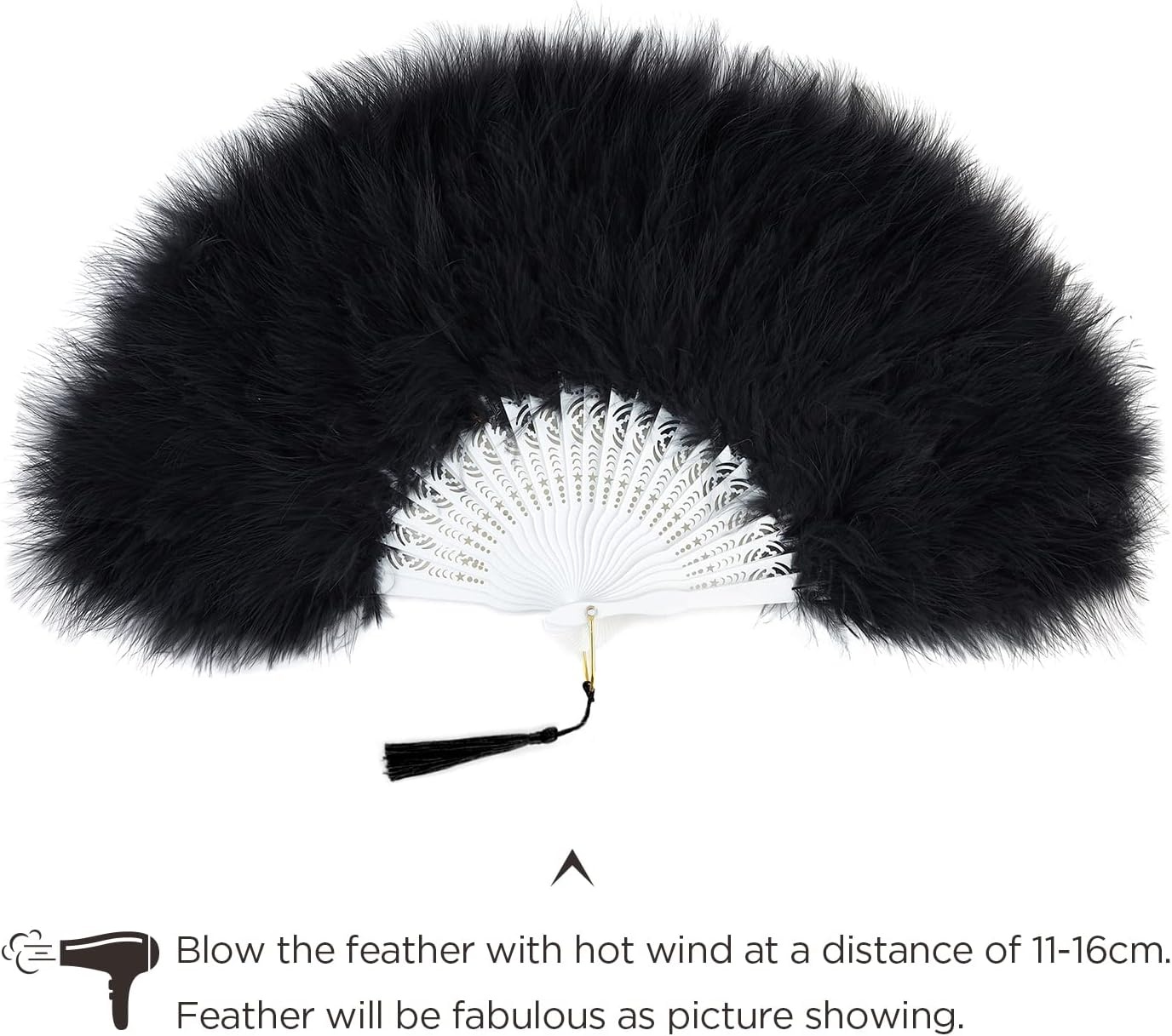 image:imageBABEYOND Marabou Feather Fan 22s Vintage Folding Fan Flapper Hand Fan for Costume Dancing Show Tea Party Wedding DecorationBlack