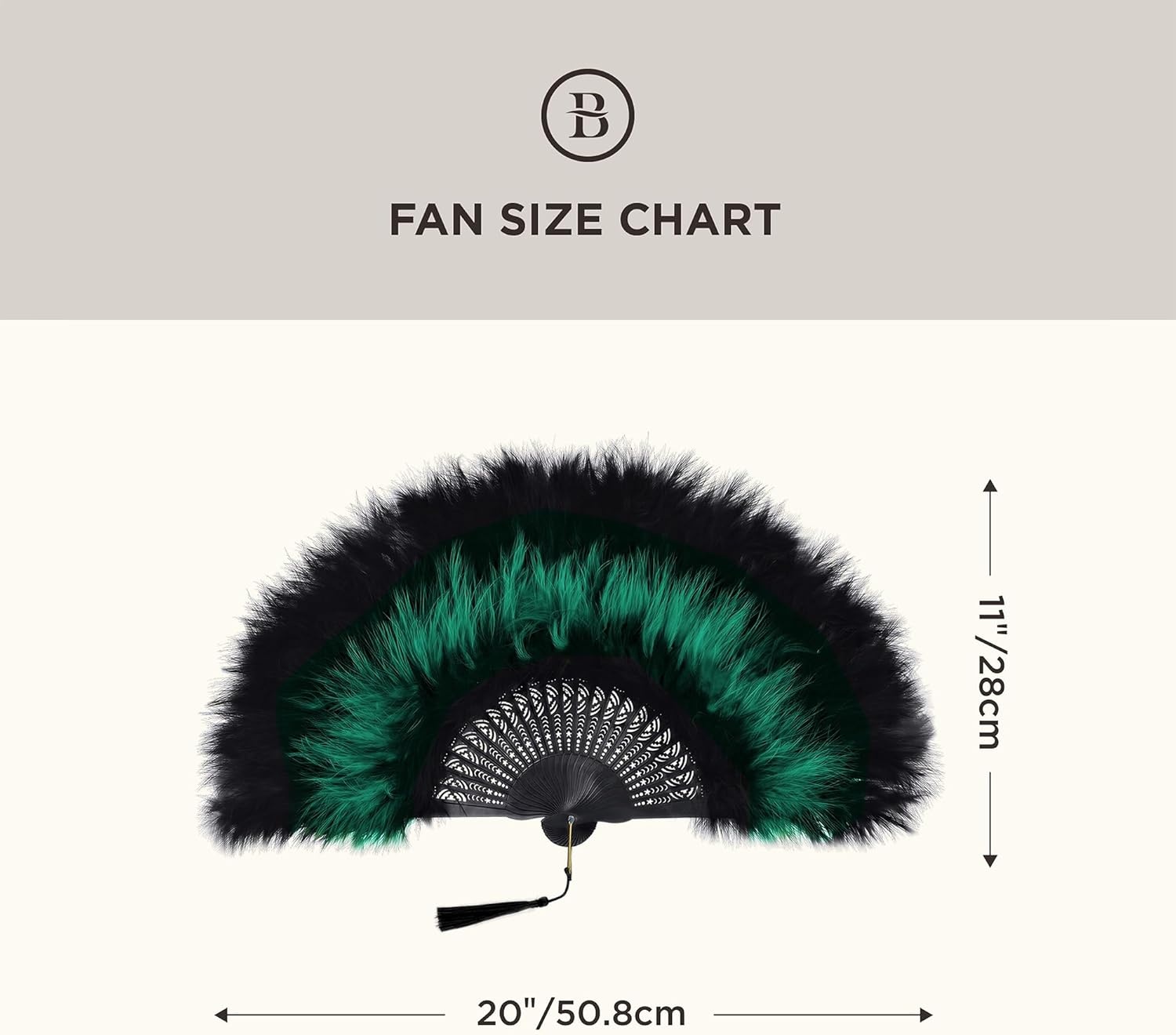 image:imageBABEYOND Marabou Feather Fan 22s Vintage Folding Fan Flapper Hand Fan for Costume Dancing Show Tea Party Wedding DecorationBlackgreen