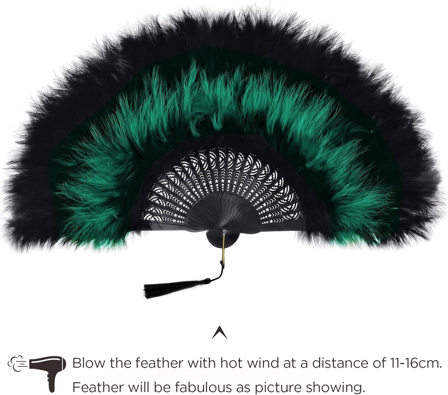 image:imageBABEYOND Marabou Feather Fan 22s Vintage Folding Fan Flapper Hand Fan for Costume Dancing Show Tea Party Wedding DecorationBlackgreen