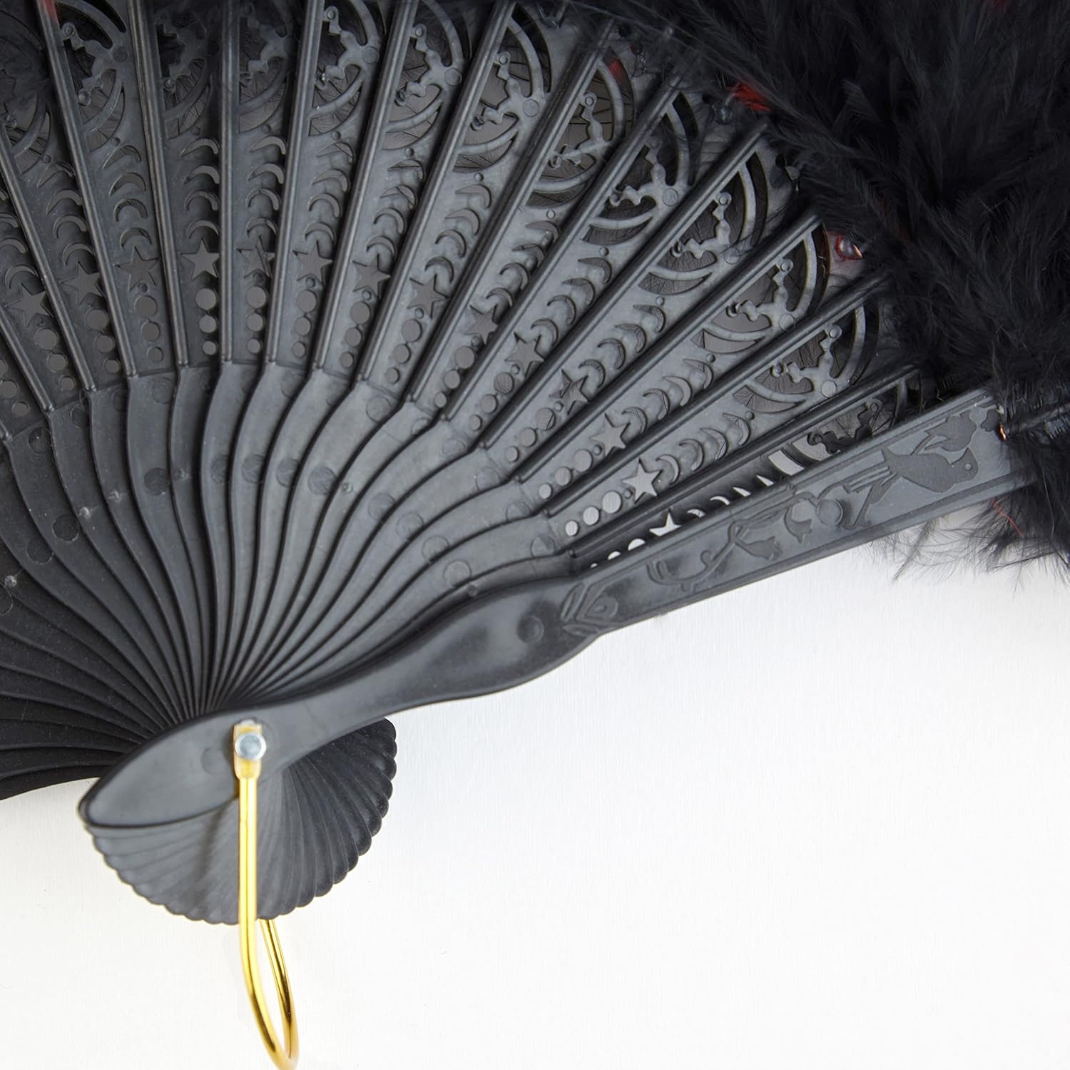image:imageBABEYOND Marabou Feather Fan 22s Vintage Folding Fan Flapper Hand Fan for Costume Dancing Show Tea Party Wedding DecorationBlackredblack Rib