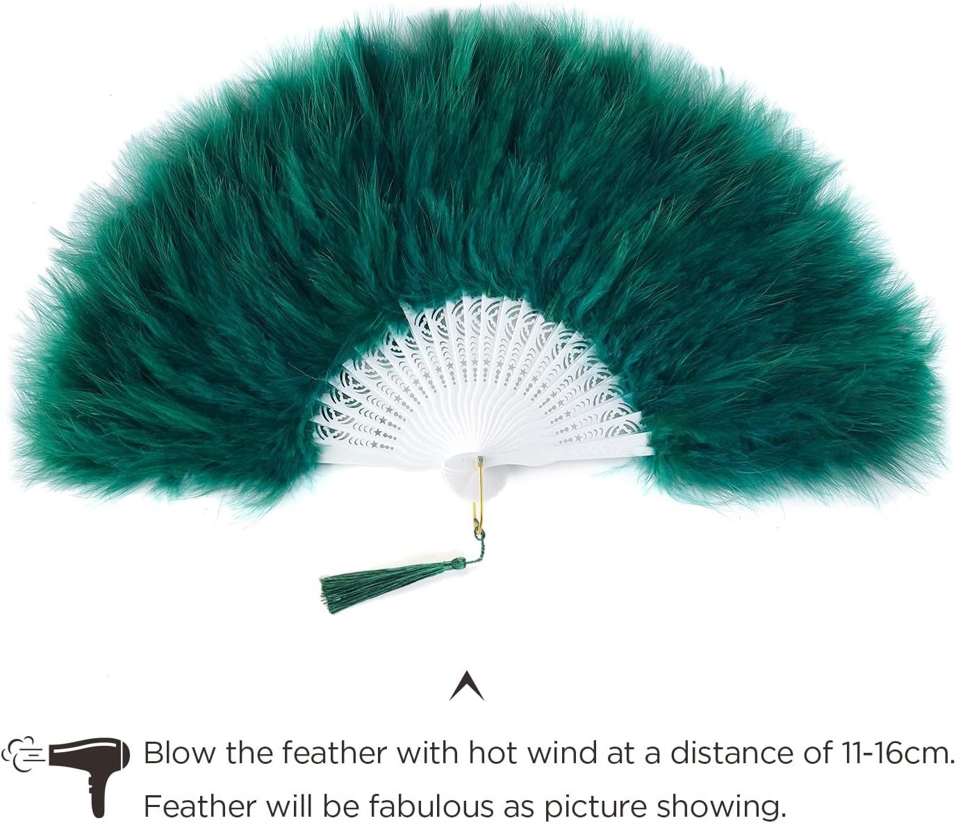 image:imageBABEYOND Marabou Feather Fan 22s Vintage Folding Fan Flapper Hand Fan for Costume Dancing Show Tea Party Wedding DecorationDark Green