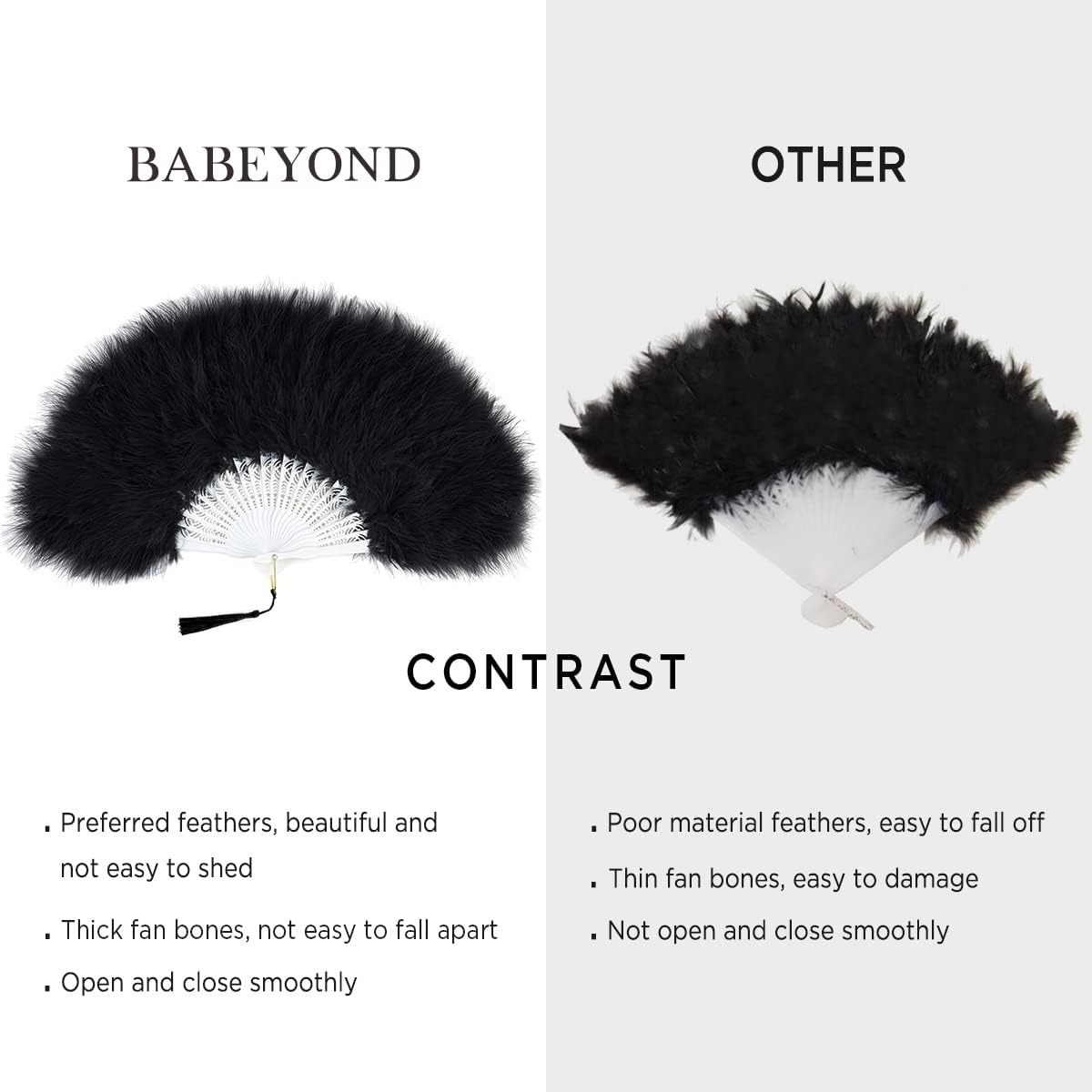 image:imageBABEYOND Marabou Feather Fan 22s Vintage Folding Fan Flapper Hand Fan for Costume Dancing Show Tea Party Wedding DecorationDark Green