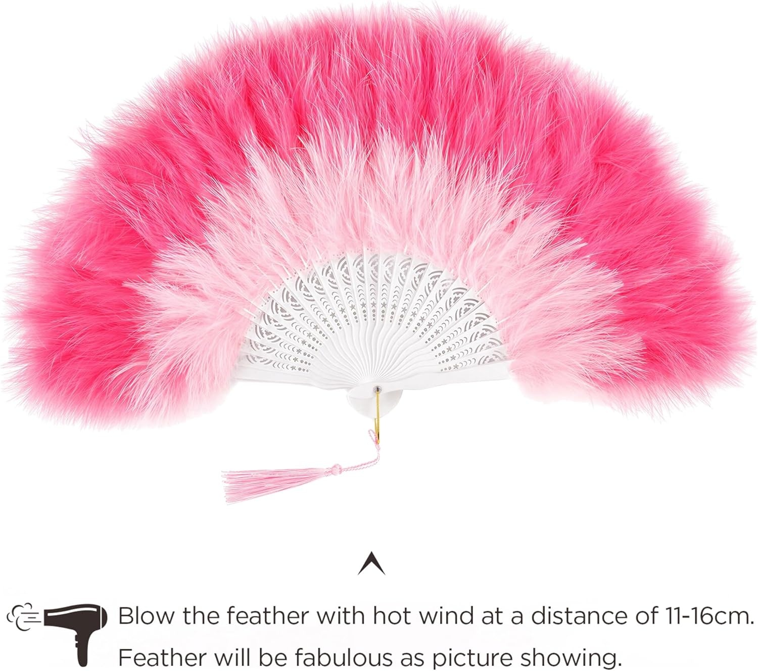 image:imageBABEYOND Marabou Feather Fan 22s Vintage Folding Fan Flapper Hand Fan for Costume Dancing Show Tea Party Wedding DecorationGradientpink