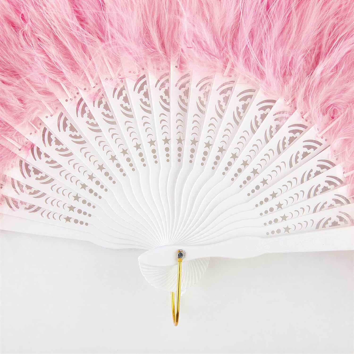 image:imageBABEYOND Marabou Feather Fan 22s Vintage Folding Fan Flapper Hand Fan for Costume Dancing Show Tea Party Wedding DecorationGradientpink