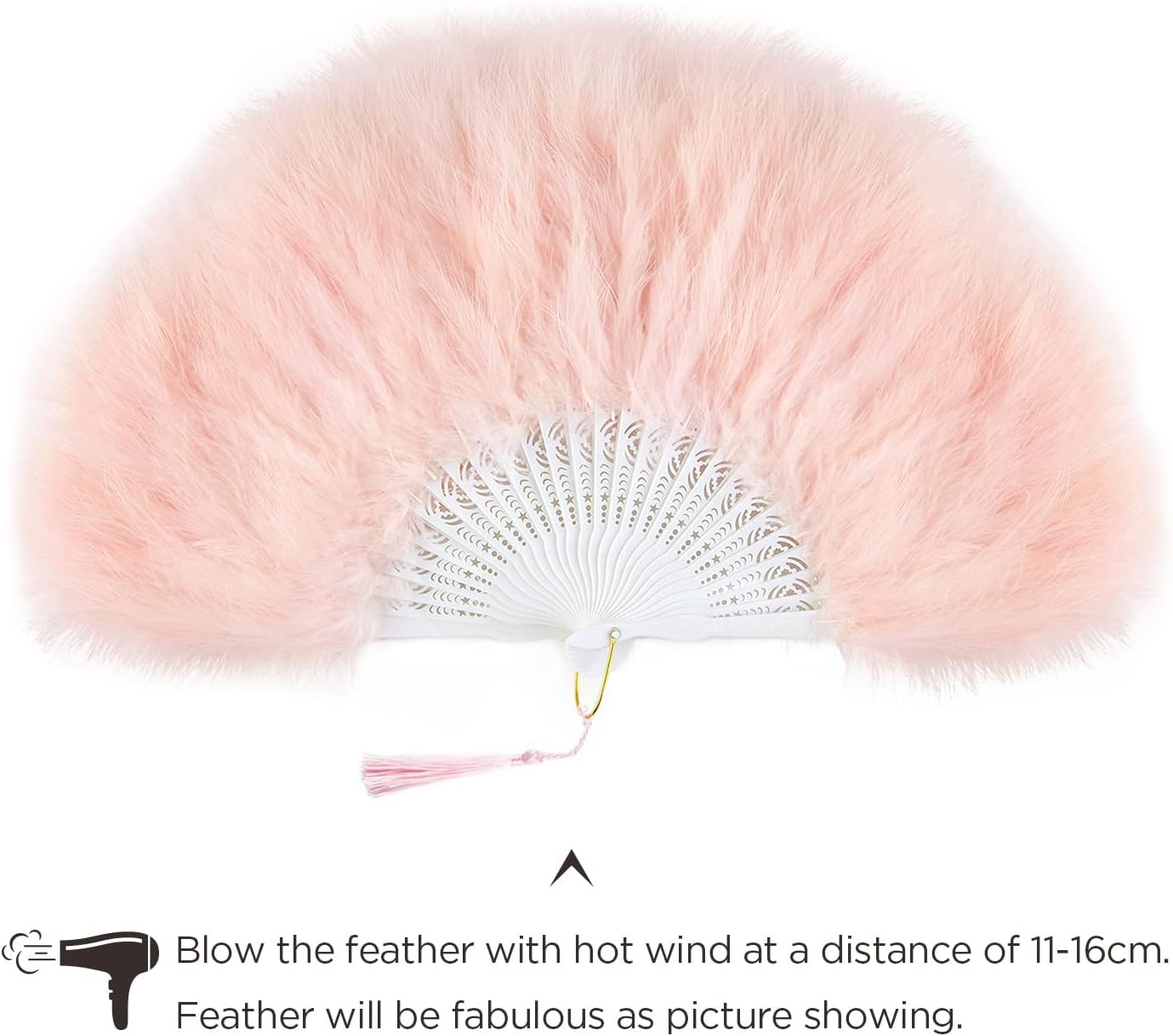 image:imageBABEYOND Marabou Feather Fan 22s Vintage Folding Fan Flapper Hand Fan for Costume Dancing Show Tea Party Wedding DecorationLight Pink