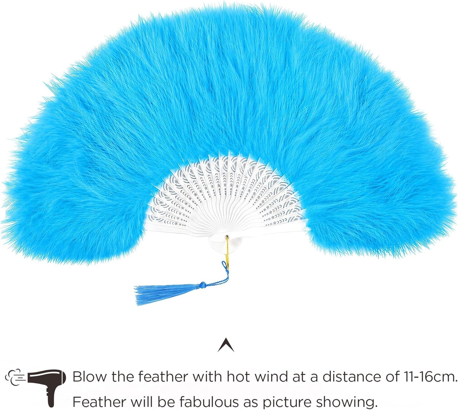 image:imageBABEYOND Marabou Feather Fan 22s Vintage Folding Fan Flapper Hand Fan for Costume Dancing Show Tea Party Wedding DecorationLightblue