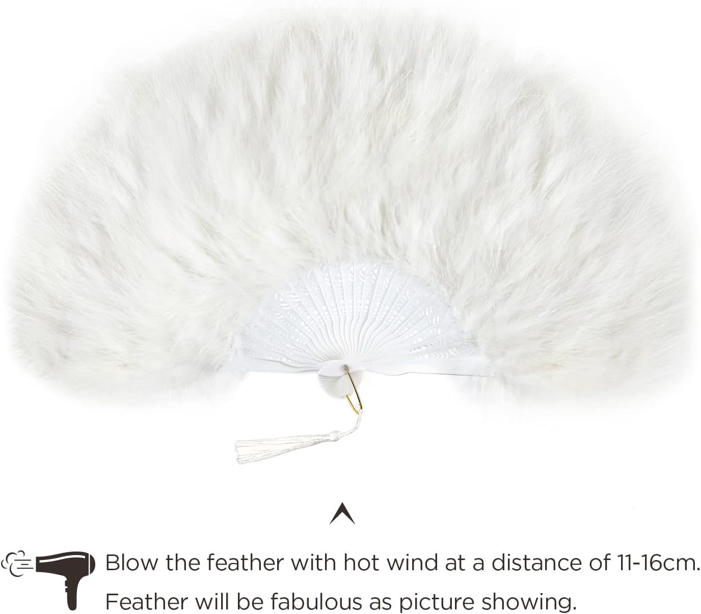 image:imageBABEYOND Marabou Feather Fan 22s Vintage Folding Fan Flapper Hand Fan for Costume Dancing Show Tea Party Wedding DecorationOff White