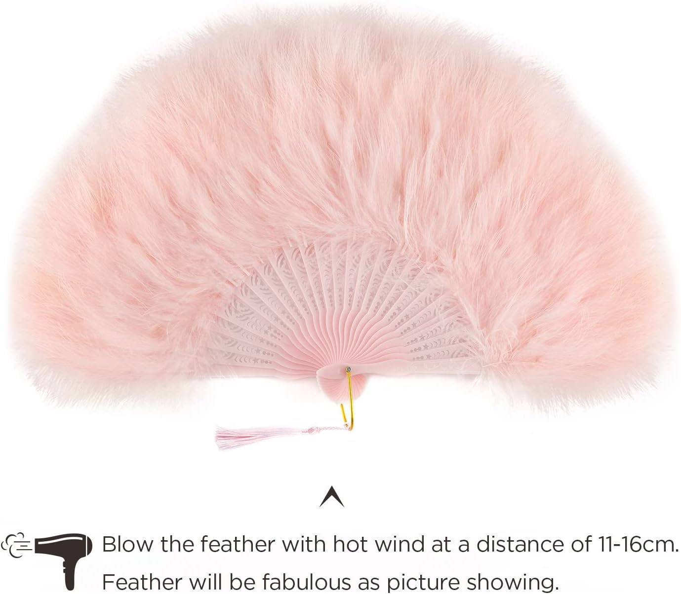 image:imageBABEYOND Marabou Feather Fan 22s Vintage Folding Fan Flapper Hand Fan for Costume Dancing Show Tea Party Wedding DecorationPinkpink Rib