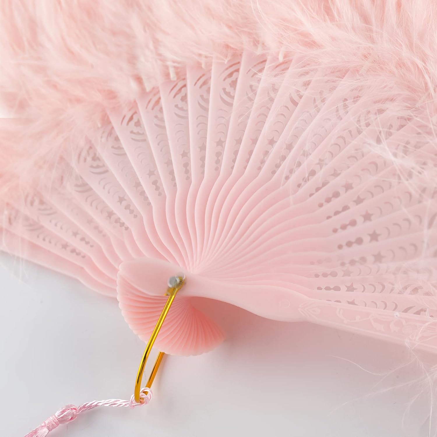 image:imageBABEYOND Marabou Feather Fan 22s Vintage Folding Fan Flapper Hand Fan for Costume Dancing Show Tea Party Wedding DecorationPinkpink Rib