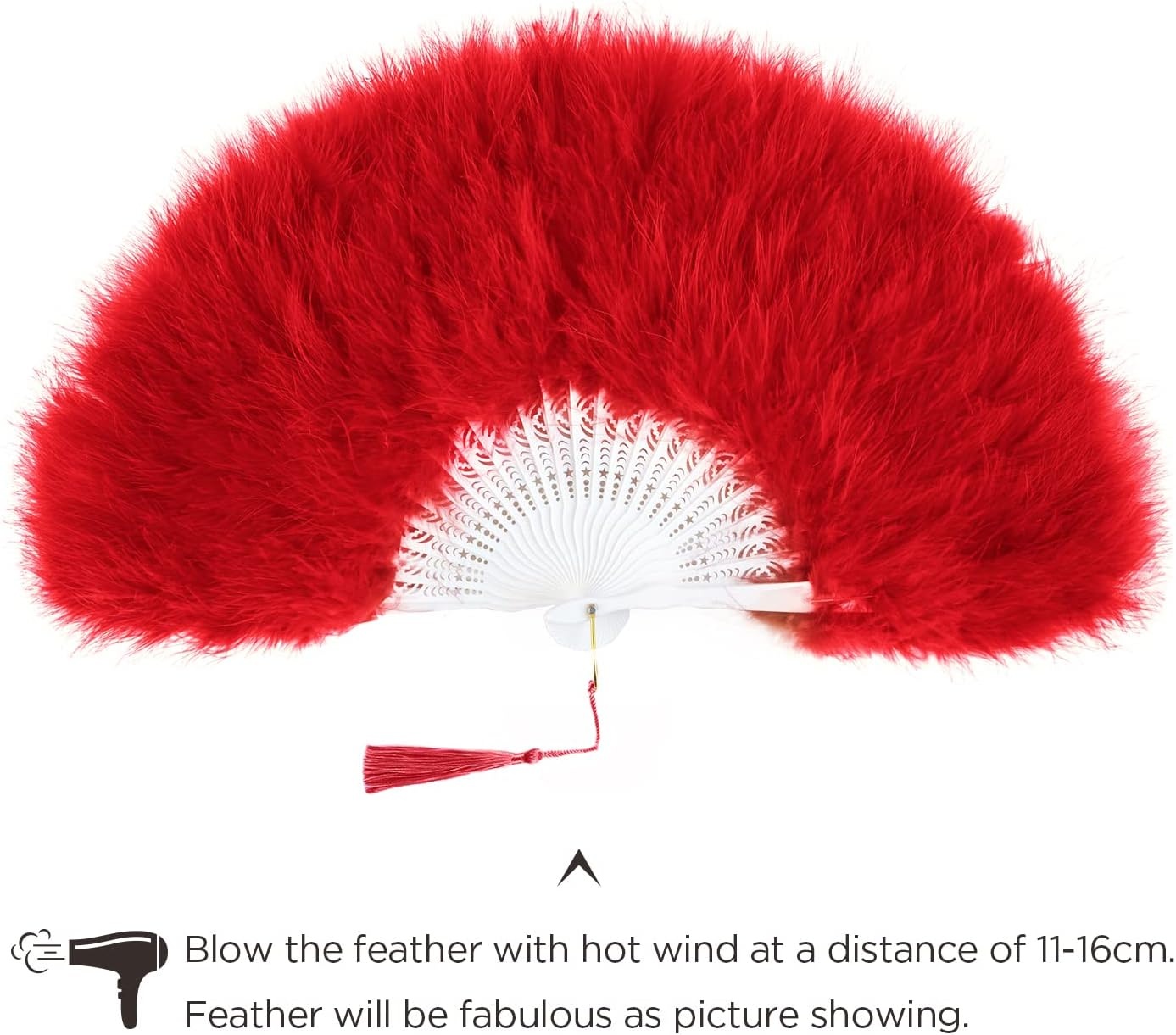 image:imageBABEYOND Marabou Feather Fan 22s Vintage Folding Fan Flapper Hand Fan for Costume Dancing Show Tea Party Wedding DecorationRed