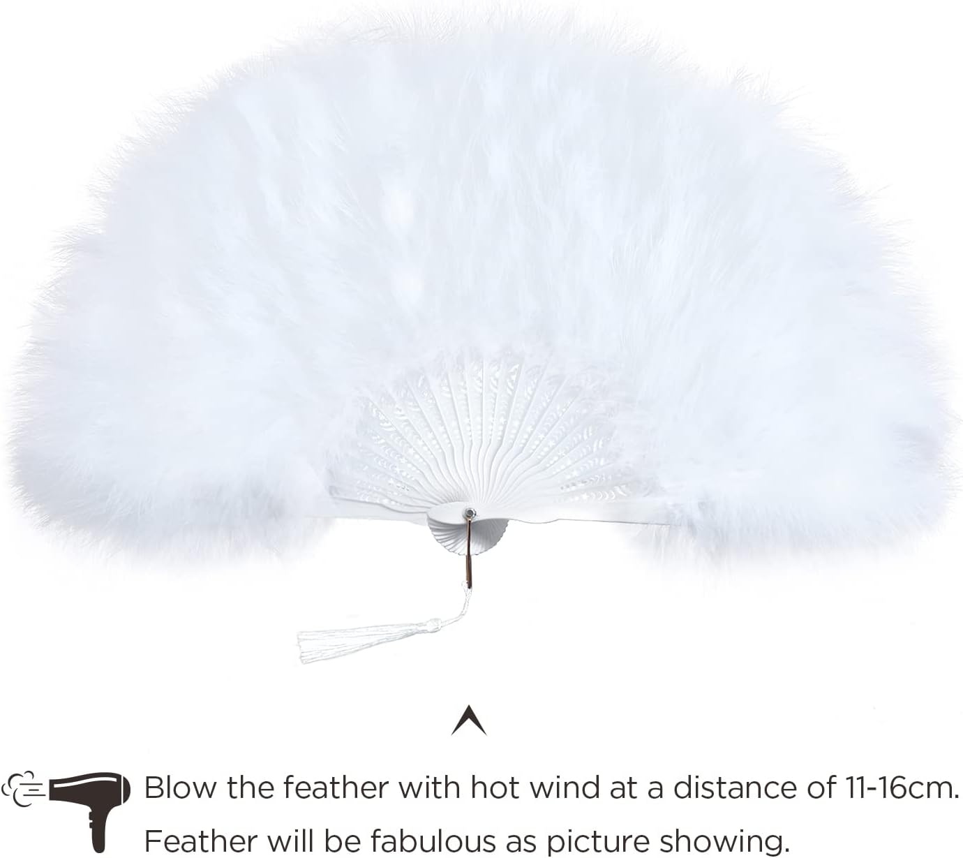 image:imageBABEYOND Marabou Feather Fan 22s Vintage Folding Fan Flapper Hand Fan for Costume Dancing Show Tea Party Wedding DecorationWhite
