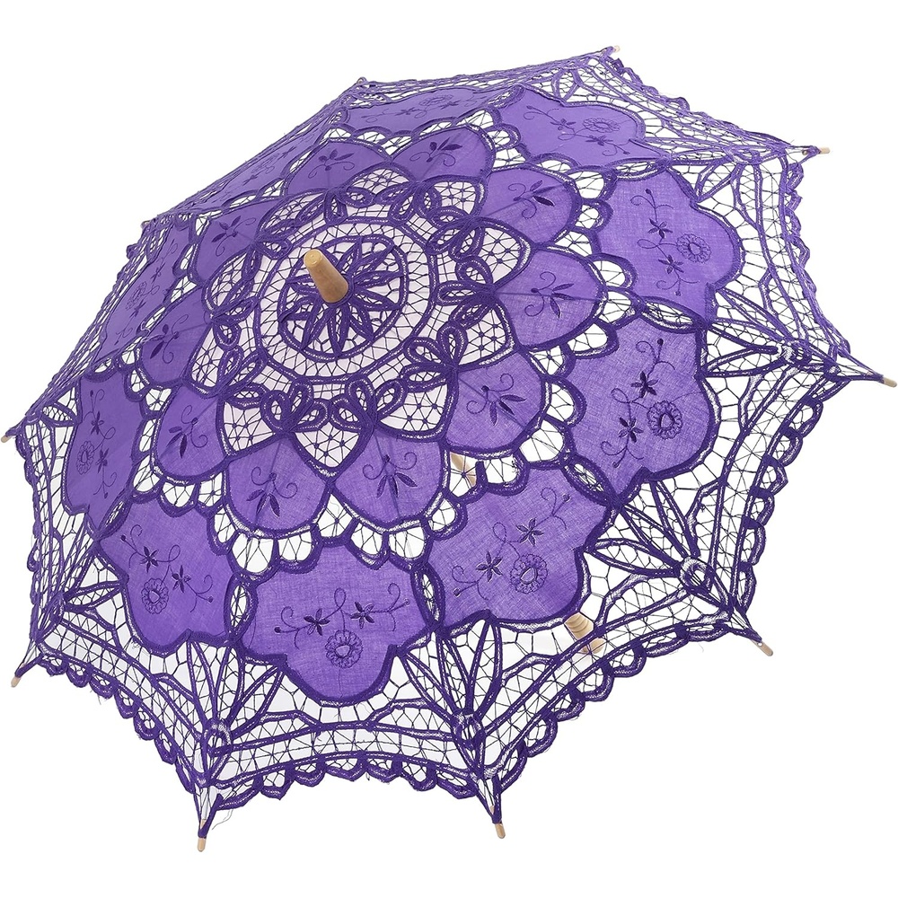 image:imageBABEYOND Lace Umbrella Parasol Vintage Wedding Bridal Umbrella for Decoration Photo Lady Costume 1920s Party ApricotPurple