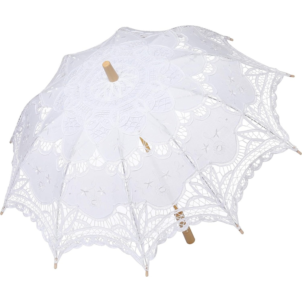 image:imageBABEYOND Lace Umbrella Parasol Vintage Wedding Bridal Umbrella for Decoration Photo Lady Costume 1920s Party ApricotWhite