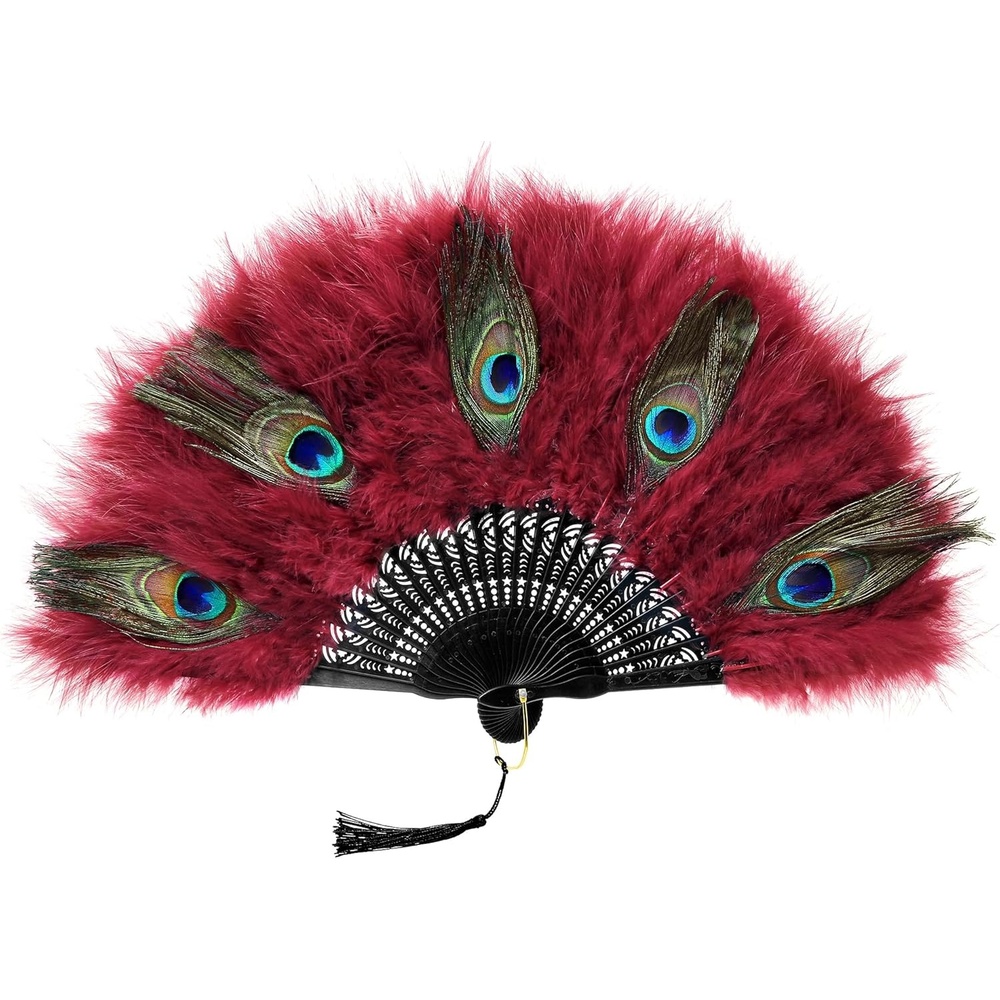 image:imageBABEYOND Marabou Feather Fan 20s Vintage Folding Fan Flapper Hand Fan for Costume Dancing Show Tea Party Wedding Decoration