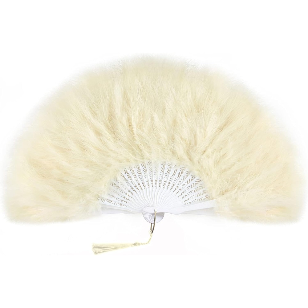 image:imageBABEYOND Marabou Feather Fan 22s Vintage Folding Fan Flapper Hand Fan for Costume Dancing Show Tea Party Wedding DecorationChampagne