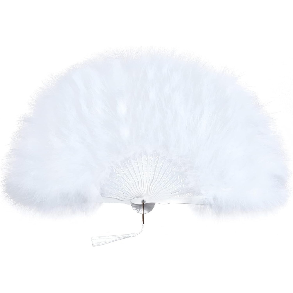 image:imageBABEYOND Marabou Feather Fan 22s Vintage Folding Fan Flapper Hand Fan for Costume Dancing Show Tea Party Wedding DecorationWhite