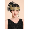 image:imageBABEYOND 1920s Feather Flapper Headpiece  Gatsby Beaded Sequin Headband Roaring 20s Accessories for WomenGreenBlack