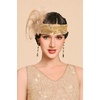 image:imageBABEYOND 1920s Feather Flapper Headpiece  Gatsby Beaded Sequin Headband Roaring 20s Accessories for WomenGreenChampagne