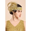 image:imageBABEYOND 1920s Feather Flapper Headpiece  Gatsby Beaded Sequin Headband Roaring 20s Accessories for WomenGreenGold