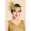 image:imageBABEYOND 1920s Feather Flapper Headpiece  Gatsby Beaded Sequin Headband Roaring 20s Accessories for WomenGreenGold
