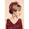 image:imageBABEYOND 1920s Feather Flapper Headpiece  Gatsby Beaded Sequin Headband Roaring 20s Accessories for WomenGreenWine Red