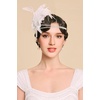 image:imageBABEYOND 1920s Feather Headband Accessory  Vintage Flapper Headpiece for Gatsby Party Roaring 20s CostumeWhite