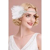 image:imageBABEYOND 1920s Flapper Feather Headband Great Gatsby Rhinestone Elastic Headpiece Vintage Art Deco Party AccessoryBlackWhite
