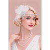 image:imageBABEYOND 1920s Flapper Feather Headpiece Great Gatsby Rhinestone Headband with Hair Clip Vintage Art Deco Party AccessoryWhite