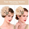 image:imageBABEYOND 1920s Flapper Feather Headpiece for Women Great Gatsby Rhinestone Elastic Headband Handmade Vintage Hair AccessoryBlackChampagne