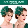 image:imageBABEYOND 1920s Flapper Feather Headpiece for Women Great Gatsby Rhinestone Elastic Headband Handmade Vintage Hair AccessoryBlackGreen
