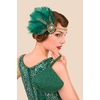image:imageBABEYOND 1920s Flapper Feather Headpiece for Women Great Gatsby Rhinestone Elastic Headband Handmade Vintage Hair AccessoryBlackGreen