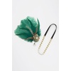 image:imageBABEYOND 1920s Flapper Feather Headpiece for Women Great Gatsby Rhinestone Elastic Headband Handmade Vintage Hair AccessoryBlackGreen
