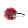 image:imageBABEYOND 1920s Flapper Feather Headpiece for Women Great Gatsby Rhinestone Elastic Headband Handmade Vintage Hair AccessoryBlackWine Red