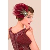 image:imageBABEYOND 1920s Flapper Feather Headpiece for Women Great Gatsby Rhinestone Elastic Headband Handmade Vintage Hair AccessoryBlackWine Red