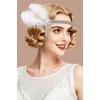 image:imageBABEYOND 1920s Flapper Headband for Women Peacock Feather Rhinestone Gatsby Headpiece Vintage Great Gatsby Costume Accessory GreenBeige